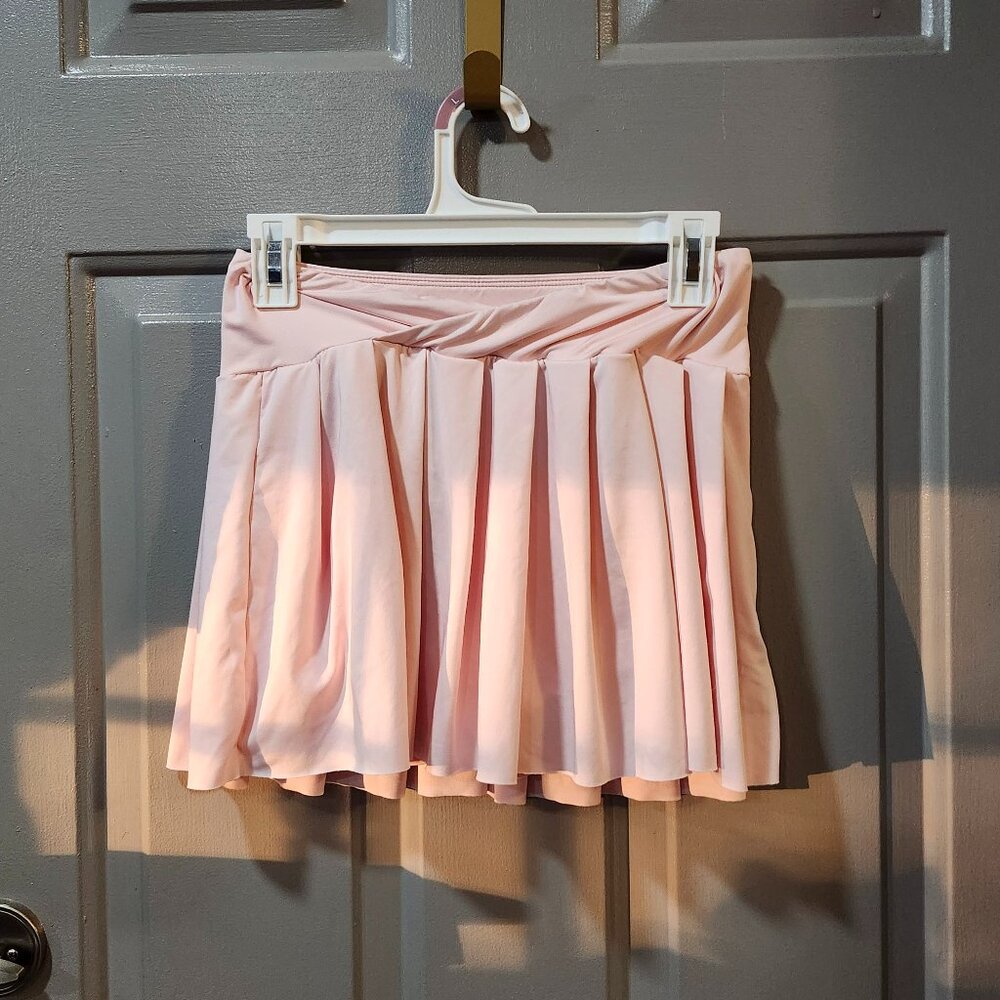 Silky Pink Pleated Skort - Size Medium